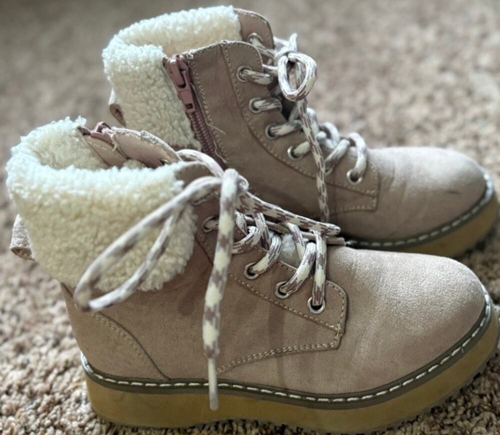 Madden Girl Toddler Kids Tan Faux Shearling Lined Winter Boots Size 11.5